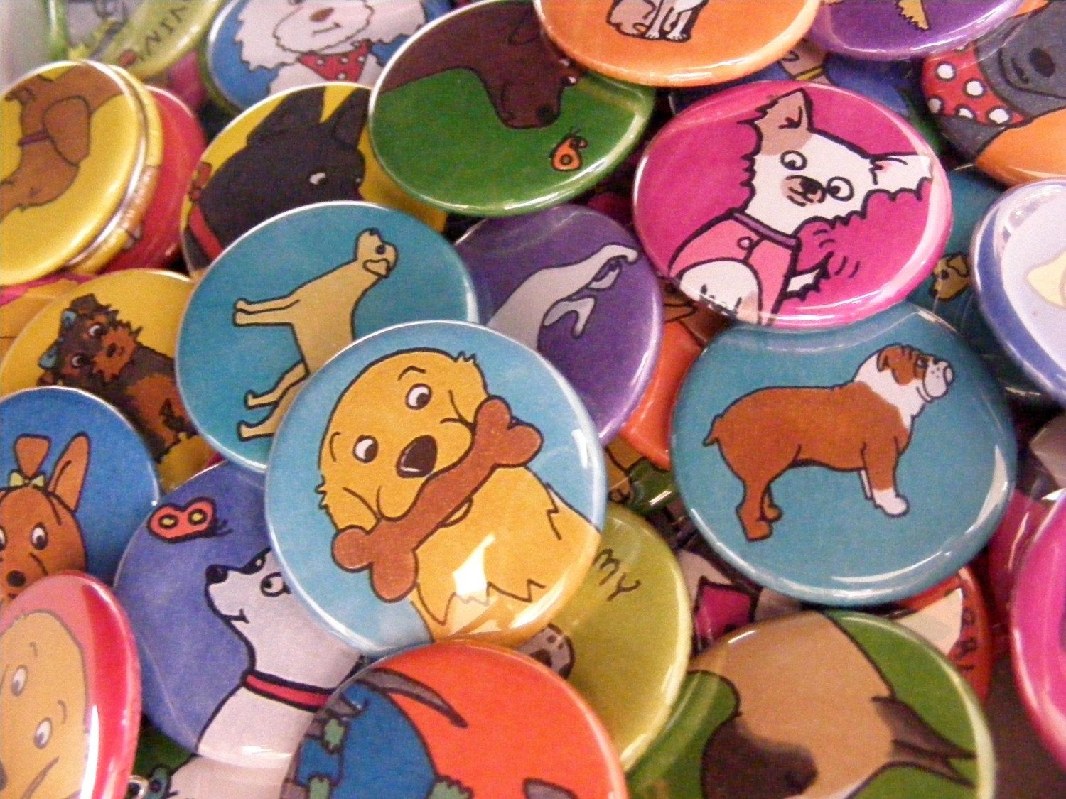 50 Assorted Silly Dog Buttons