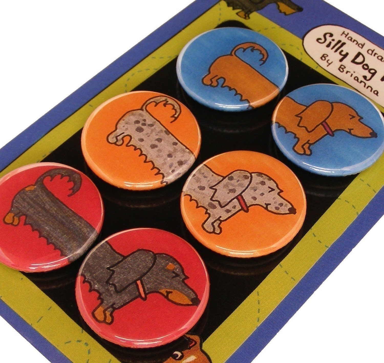 Dachshund Magnet Set- Long Hair Silly Dog Magnets