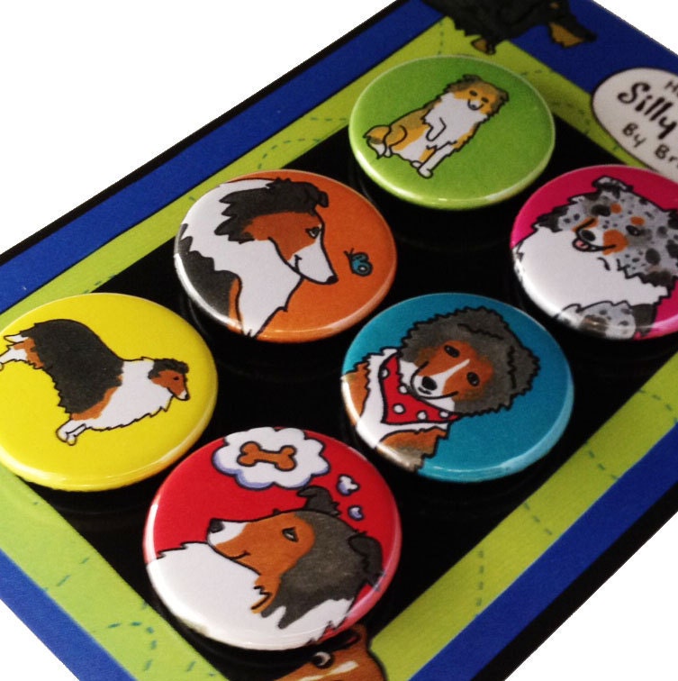 Sheltie Shetland Sheepdog Silly Dog Magnet Set