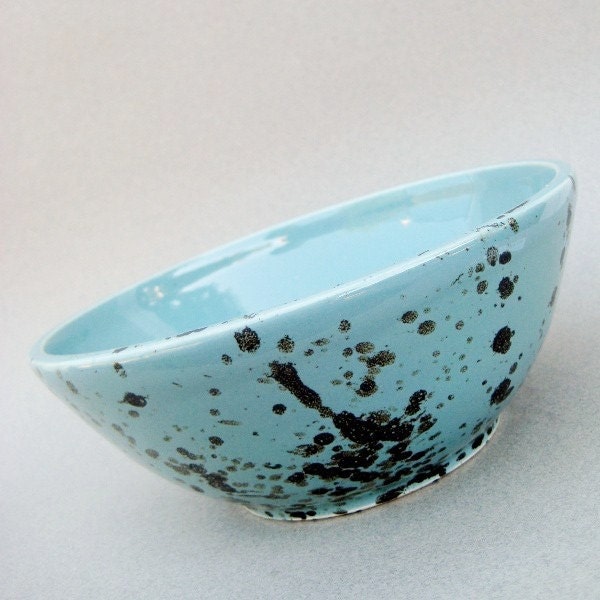 Speckled Robins Egg Medium Bowl - Handmade wheel thrown stoneware pottery