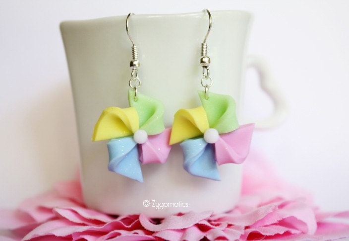 Pastel Pinwheels Polymer Clay Earrings