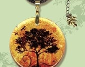 Tree Necklace - Reversible Glass Art - GeoForms SHIMMERZ - AUTUMN GLOW