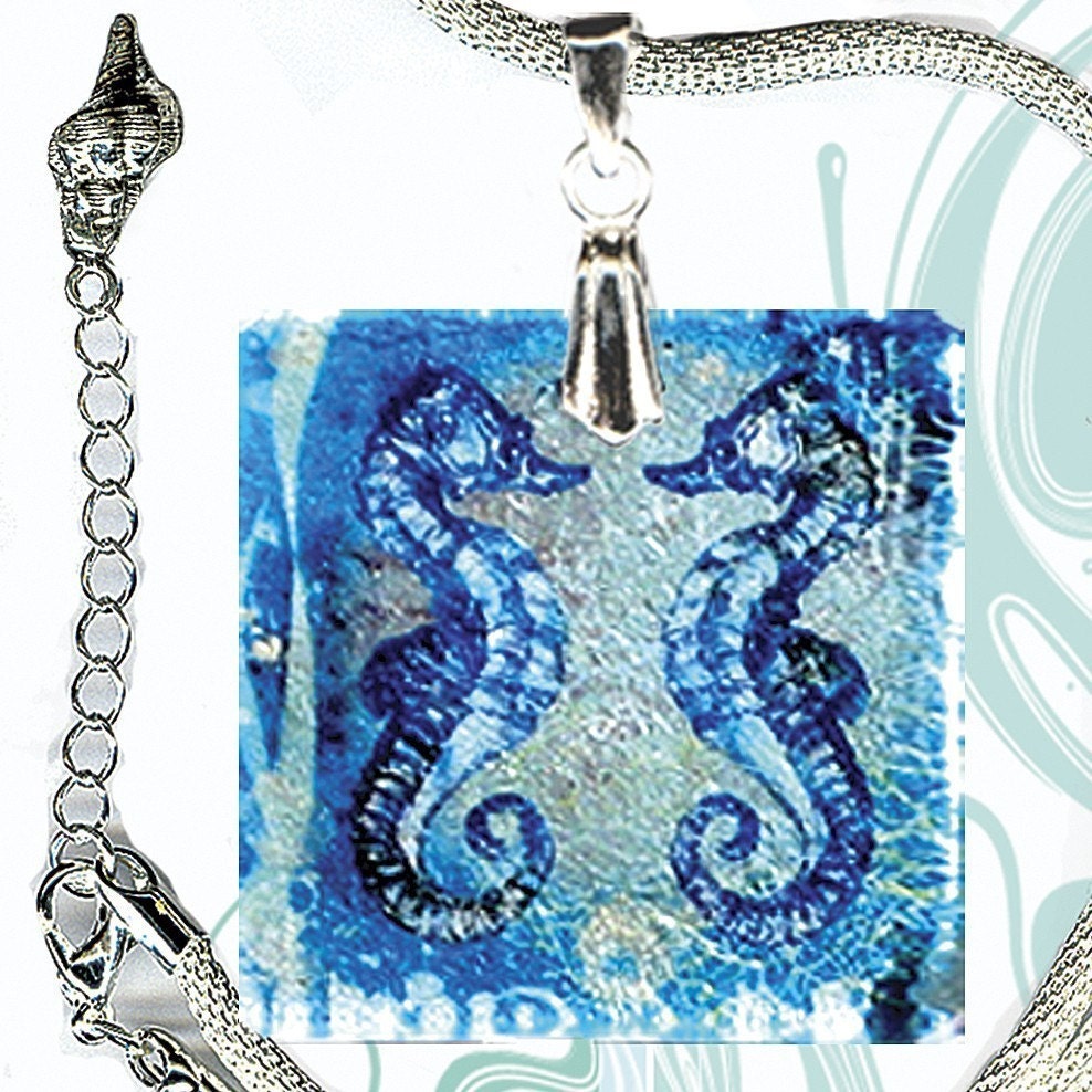 AquaForms Seahorse Necklace - SHIMMERZ - Reversible Glass Art  - I Sea You