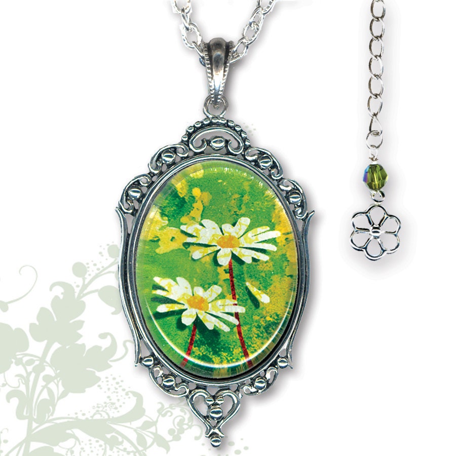 Daisy Necklace - Glass Art Frame Jewelry - GeoForms Collection by Tzaddishop