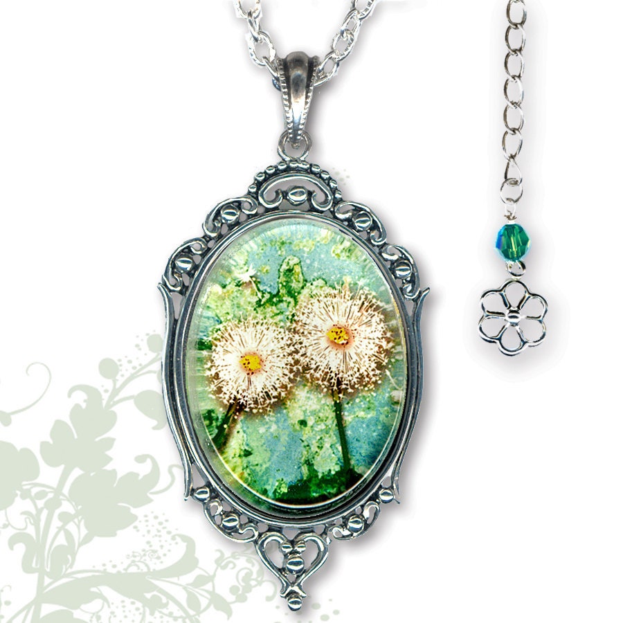 Dandelion Love Necklace - Glass Art Frame Jewelry - GeoForms Collection by Tzaddishop