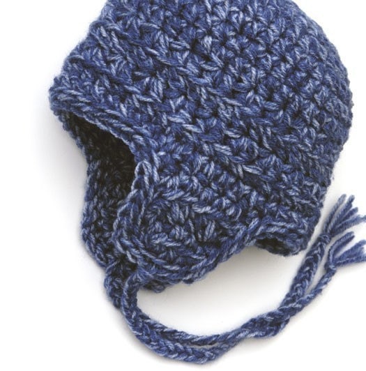 Handmade Vegan Baby Boy Hat Aviator Hat Beanie Hat with Ear Flaps Tassels  Blue 6 to 12 months