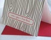 Valentine Card:  Wood Grain - me plus you equals true love (Letterpress)