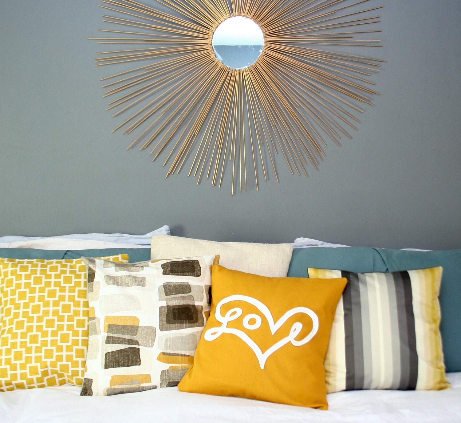 Love Pillow Cover in Mustard