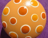 Orange and White Hand Painted Polka Dotted Drawer Knob