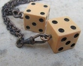 2x pcs Wholesale lot resale bulk Vintage Gamble  die DICE chain long ox Necklace found object N25