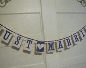 Custom Personalized Just Married Wedding Banner Garland Photo Prop