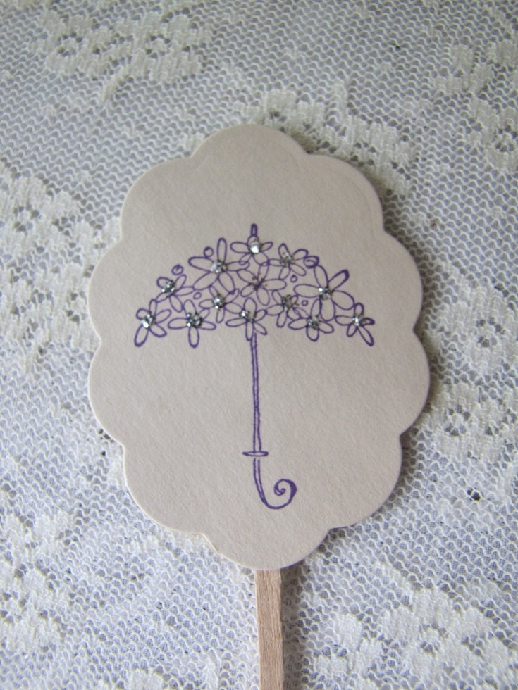 12 Umbrella Glitter Cupcake Toppers