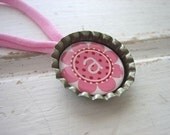 Bottled Up Inside - Vintage Bottle Cap Girls Initial Choker Necklace