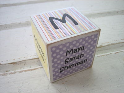 Around the Block - Personalized Wooden Block Birth Announcement/Keepsake