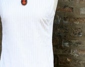 Vintage White Brown Mod Drop Waist Dress