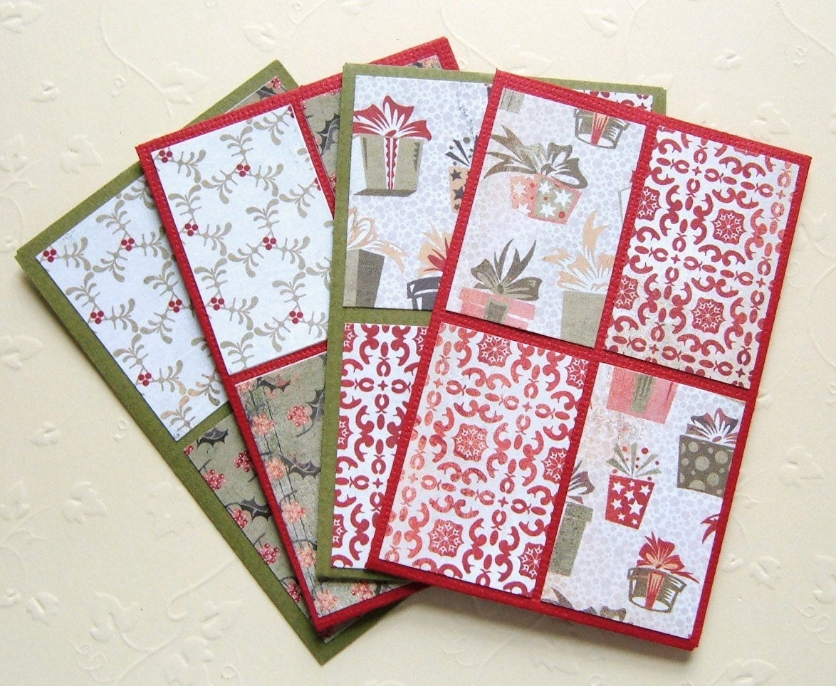 CLEARANCE - The Holly and the Ivy Mini Bazzill Envelopes - Gift Card \/ Business Card Holder - Set of Four