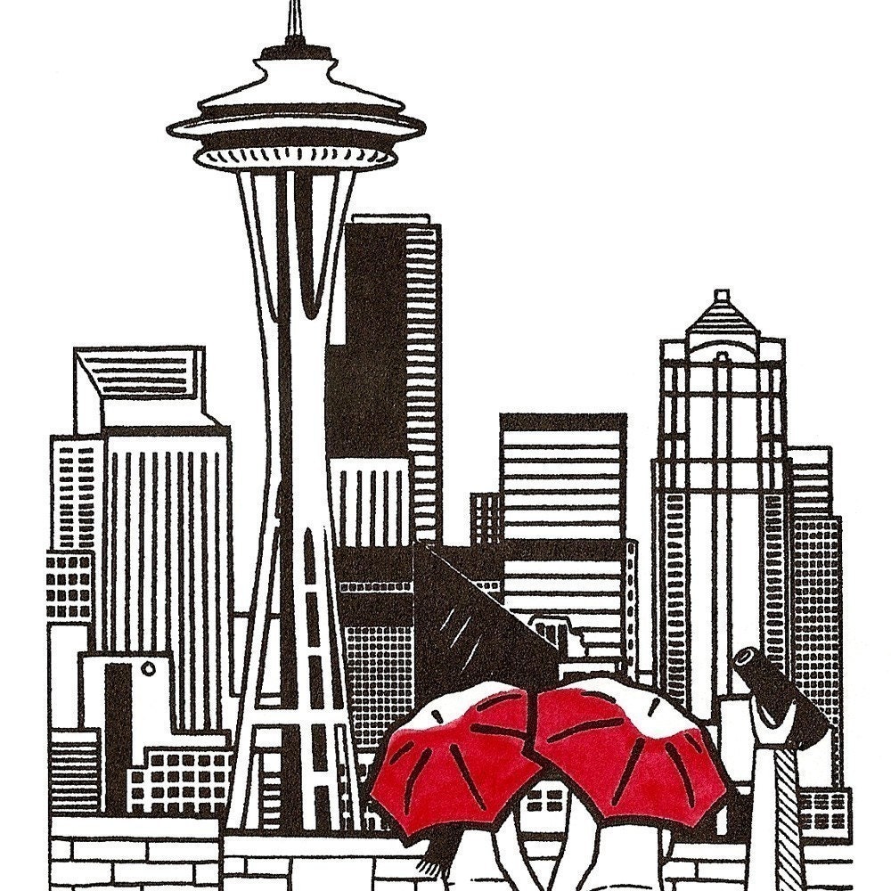 Seattle Love gocco art print