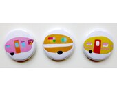 Happy Camper Airstream Travel Trailer Pinback Button Set 1inch