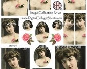 Instant Download Vintage Women  Image Collection Mixed Media Collage Digital Collage Sheet DCS-625, Printables, Downloads