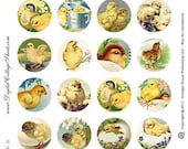Instant Download Easter Chick  Collage Sheet  1.5 Inch Circles  -  DCS-1132-  Digitalcollagesheets, Printables, Downloads