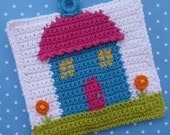 Home Sweet Home Potholder Crochet PATTERN - INSTANT DOWNLOAD