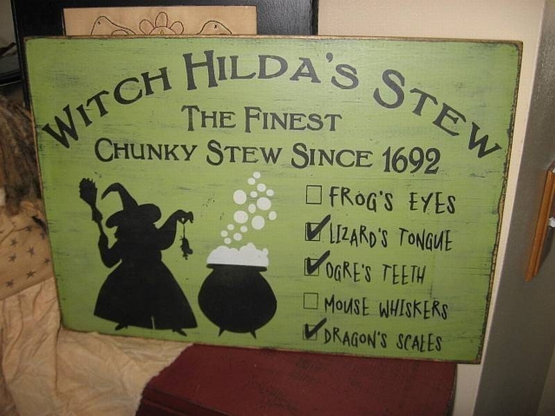 Witch Hilda's Stew Handpainted Primitive Wood by thehomespunraven