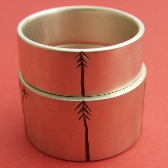 Pine Tree/Lancewood Wedding Band Set