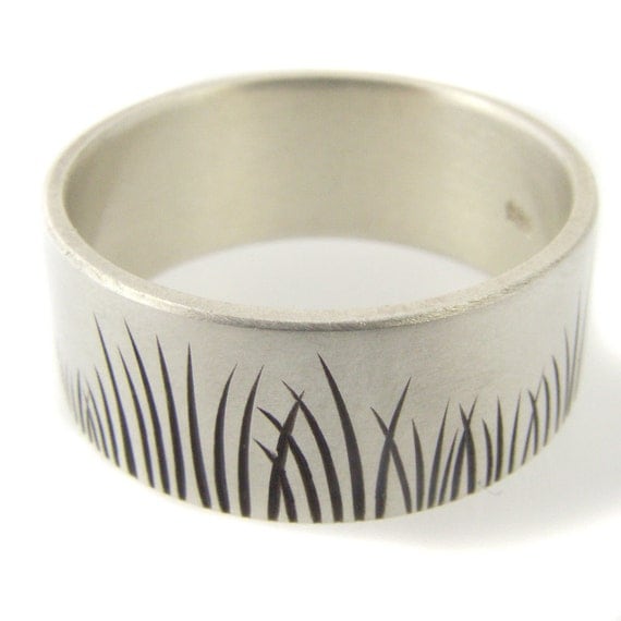 Wedding Band Native Grasses Ring in Sterling Silver