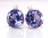 Handmade Stud Sterling Earrings Rich Purple Blue