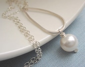 Classic Pearl Necklace -  Sterling Silver and Swarovski Wedding Jewellery