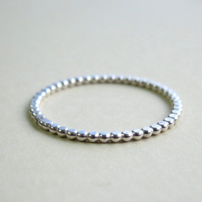 One Dotted Silver Stacking Ring - sterling silver