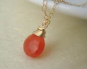Tangerine Necklace - carnelian gemstone and 14k gold fill jewellery