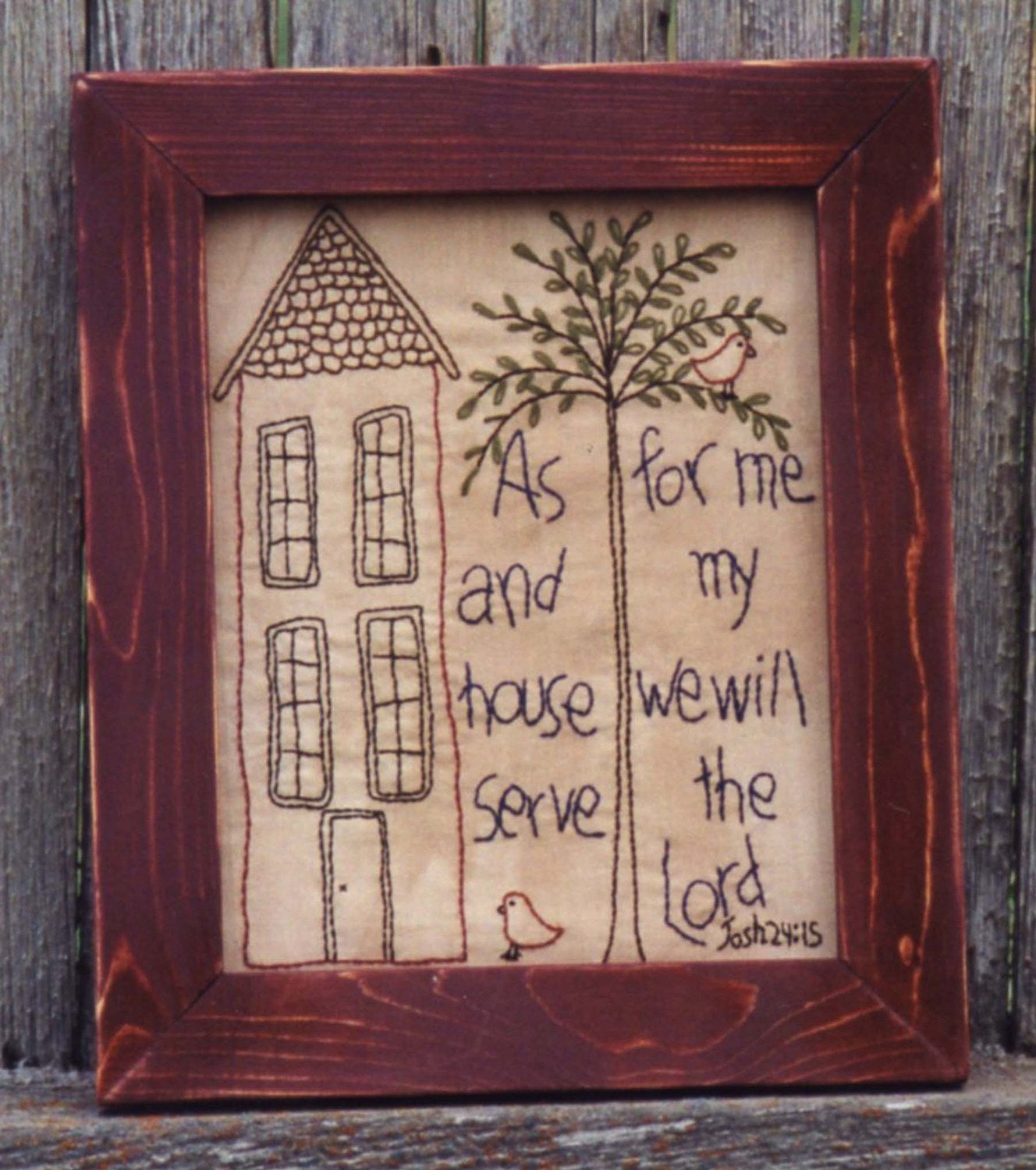Primitive Stitchery Pattern - As For Me and My House Instant Download
