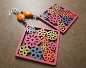 Colorful  Flower Power Beaded Dangle earrings