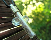 Cream and gold designer paper in a glass vial cross pendant