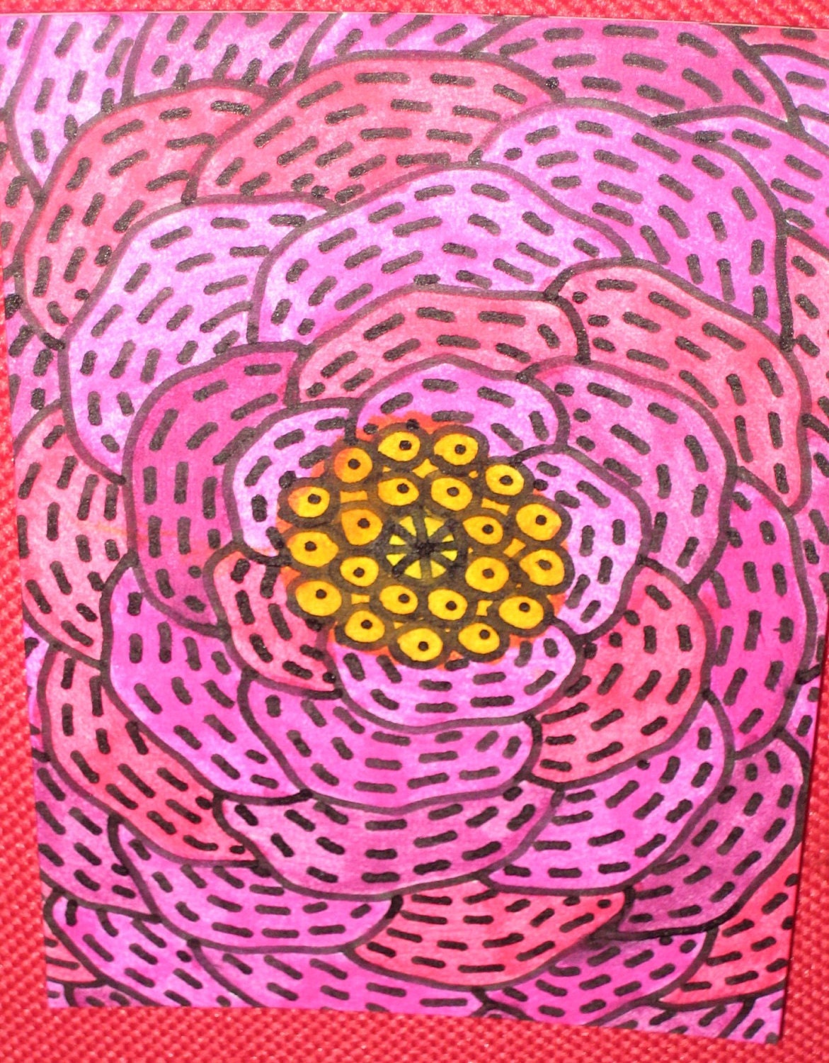 Original Drawing ACEO Pink Flower
