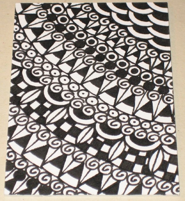 Original Pen and Ink ACEO Black and White Design