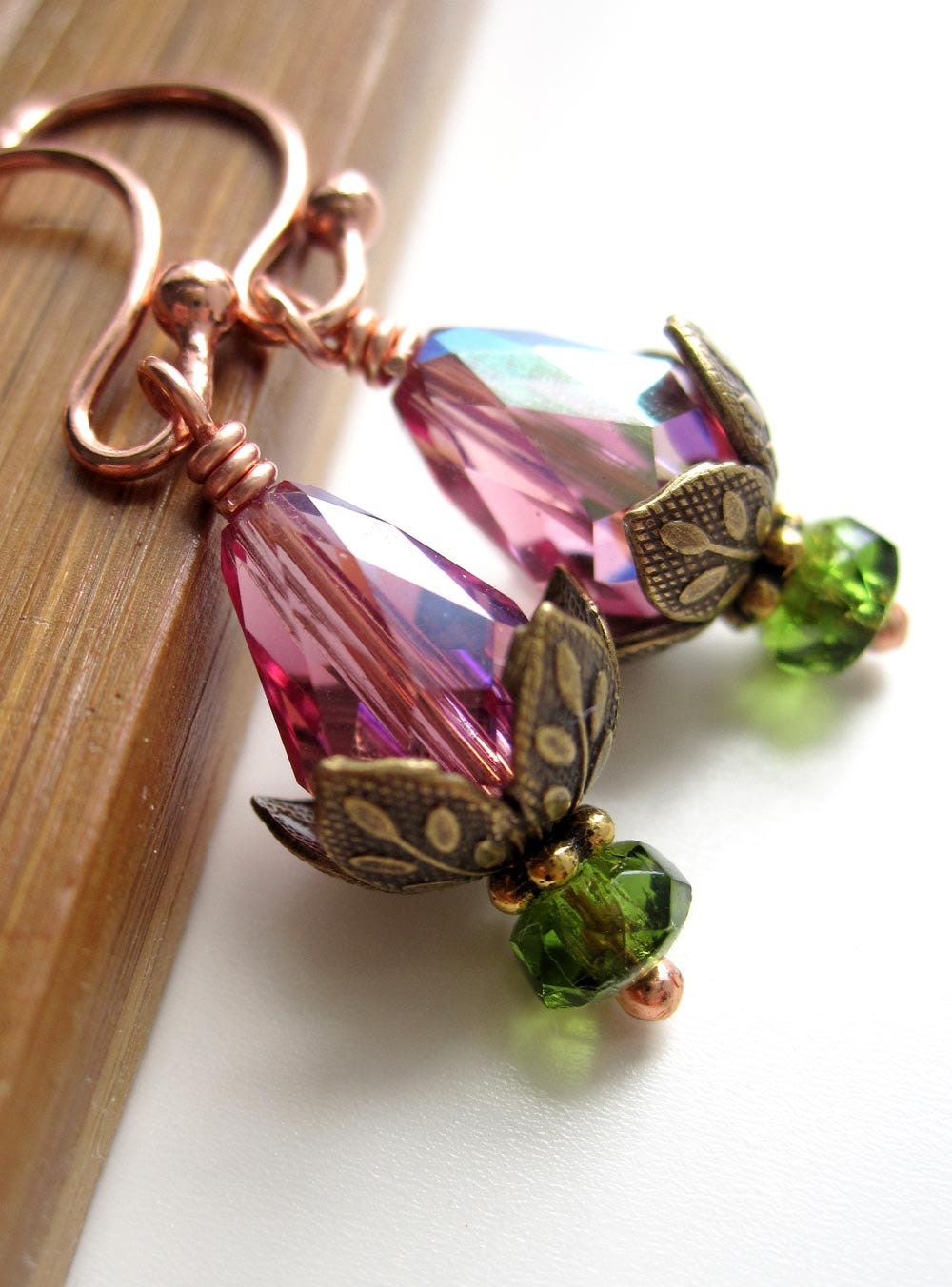 Tiny Sleeping Lotus Flower Earrings - Petite Water Lily Blossom Pink Crystal Earrings - Gift for Yoga Yogini, Koi Pond Lover, Nature Lover