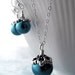 Aqua Glass Pearl Pendant Necklace with Silver Chain, Teal Peacock Faux Pearl Pendant - Bridesmaid Necklaces, Wedding Jewelry, Matched Sets