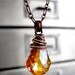 Amber Orange Crystal Pendant Necklace, Rust Orange, Wire-Wrapped in Antiqued Copper, Fall Fashion, Autumn Jewelry, Vintage Style Jewelry