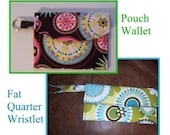 pdf Sewing Patterns - Fat Quarter Wristlet and Key Chain Pouch Wallet - perfect learn to sew projects - Instant Download