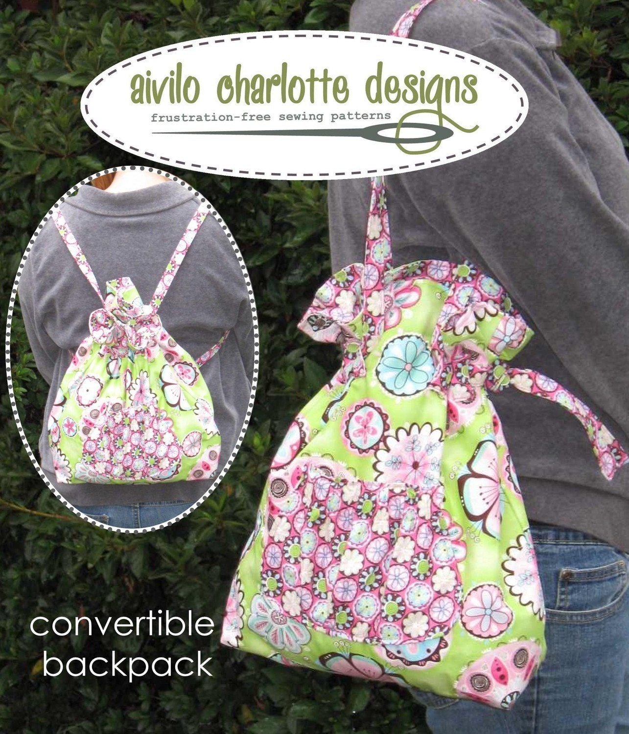 PDF SEWING PATTERN - Convertible Backpack to Tote - easy bag to sew - Instant Download