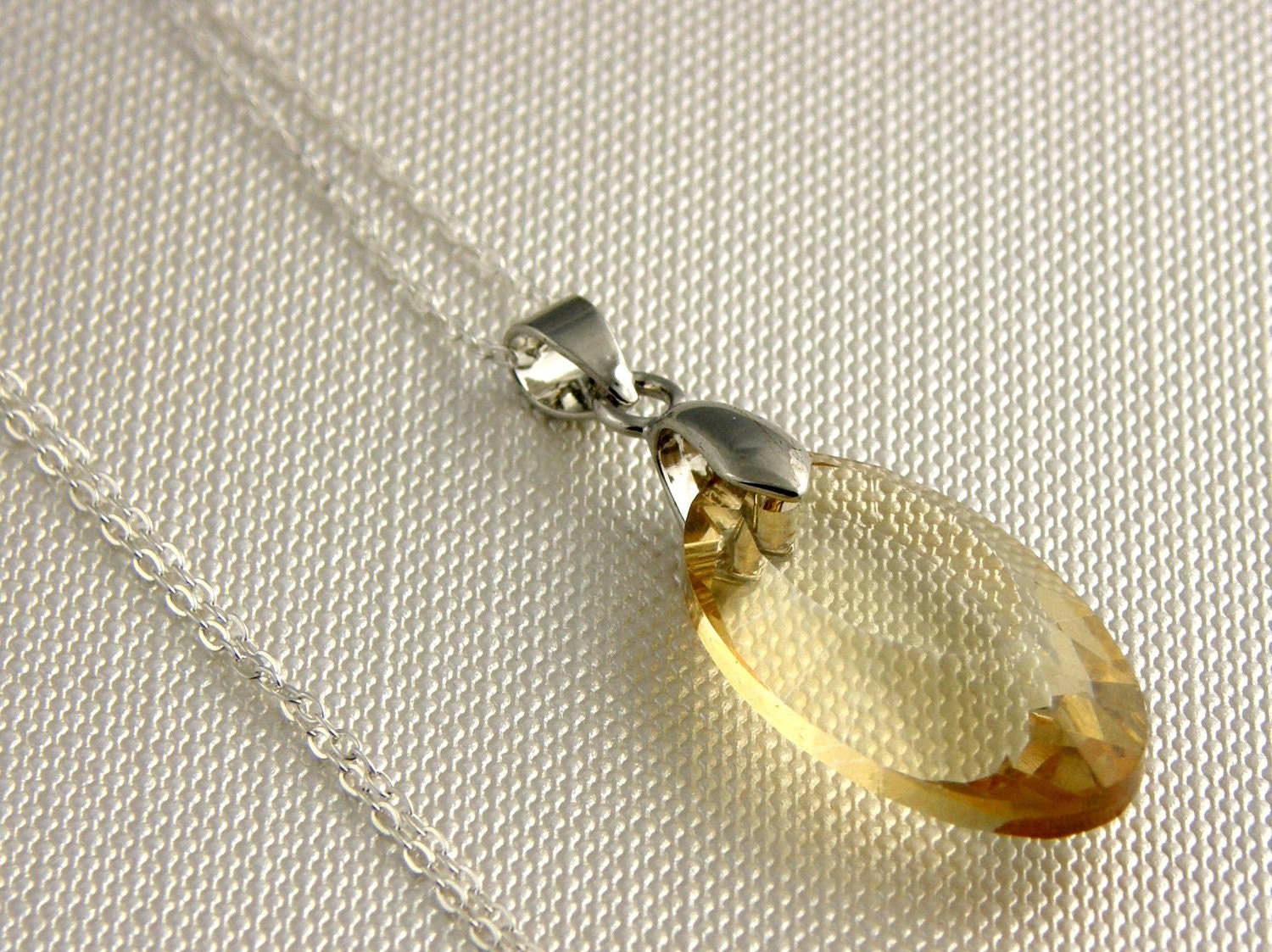 Oval Champagne Swarovski Pendant Necklace