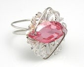 Victorian Ring Swarovski Button Light Rose