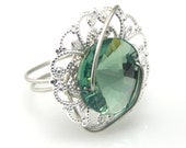 Filigree Crystal Ring Victorian Ernite Rivoli