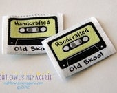 Cassette Tape "Handcrafted" set of 25 Woven Sew On Clothing Labels