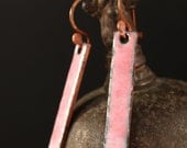 Cotton Candy sticks enameled copper earrings