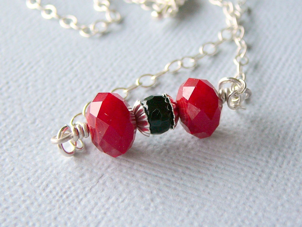 Cherry Red And Black Dumbell Necklace