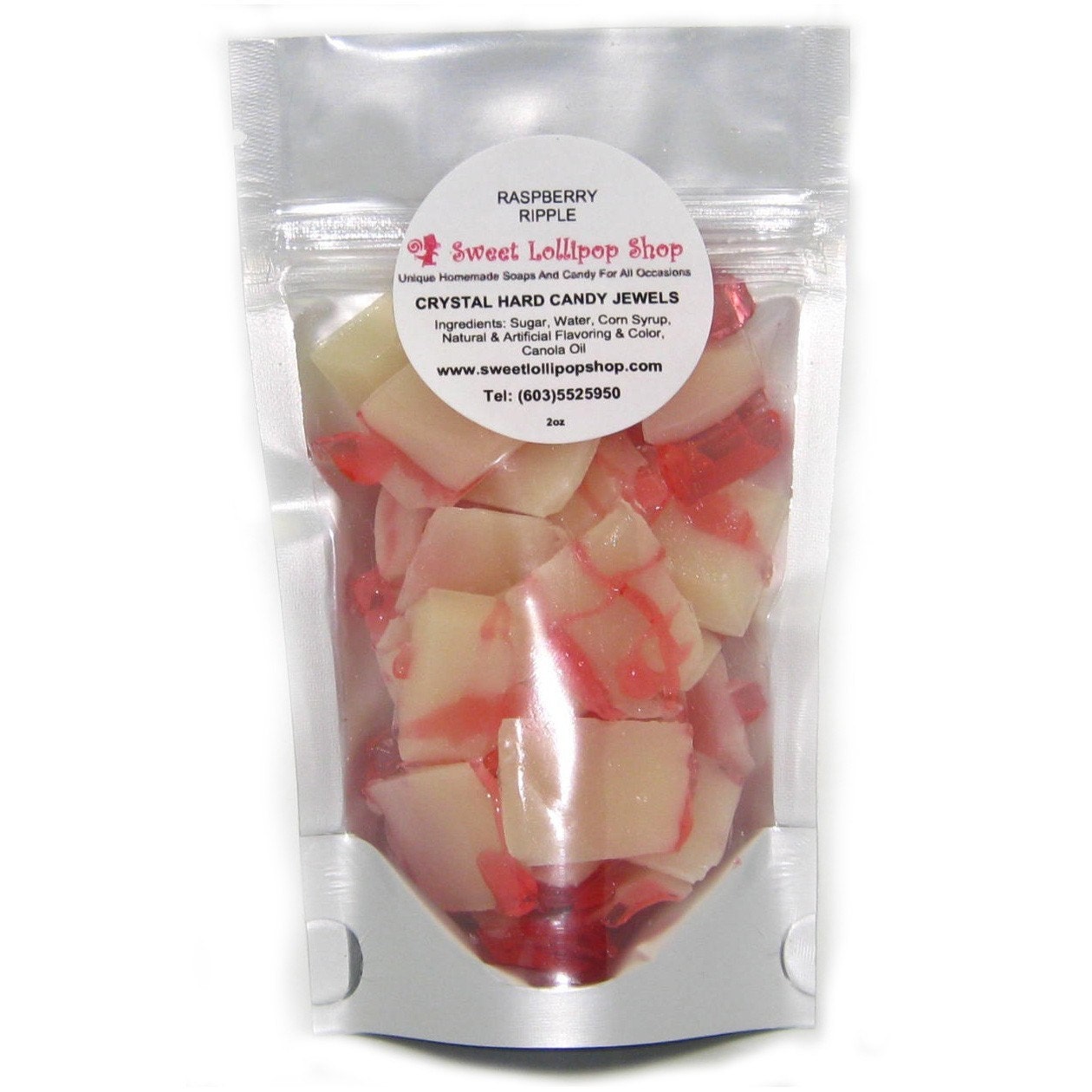 Raspberry Ripple - Crystal Jewels Barley Hard Candy Sweets - 2oz bags