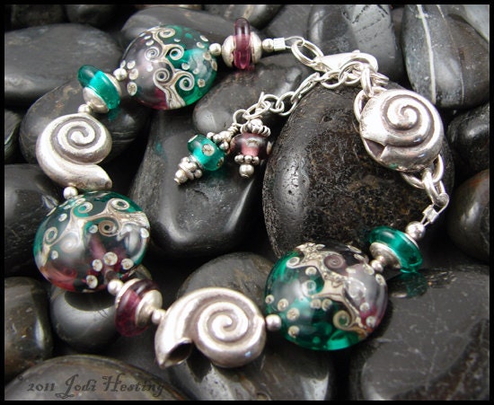 Beadworx - Lampwork and Silver Bracelet - Caspian